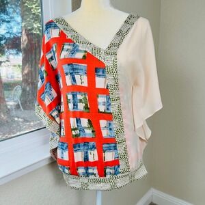 Vanessa Virginia Anthropologie Mixed Print Kimono Blouse Womens S Boho Chic